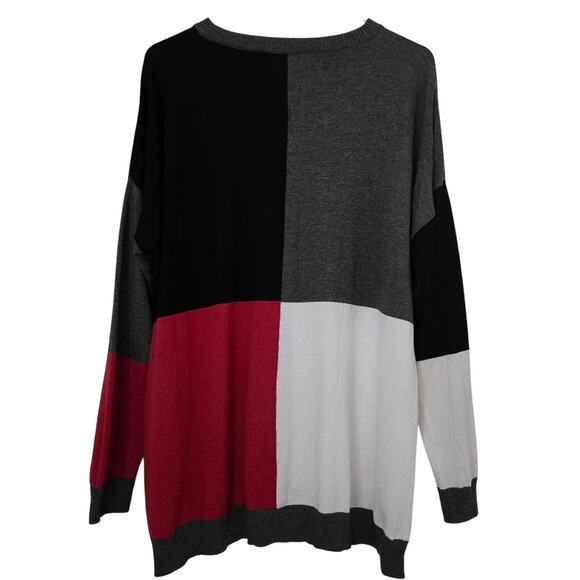 Planet by Lauren G "Squared" Colorblock Pima Cotton Blend Sweater, One Size - Picture 4 of 11